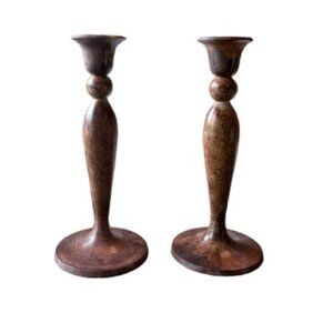 The Bombay Company VINTAGE Patinaed Metal Candle Stick Holder Set (2) - NWOT